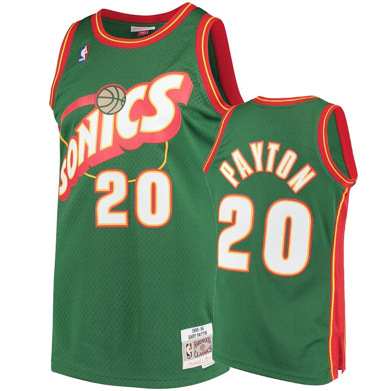 Seattle SuperSonics #20 Gary Payton Green Hardwood Classics Men's Jersey