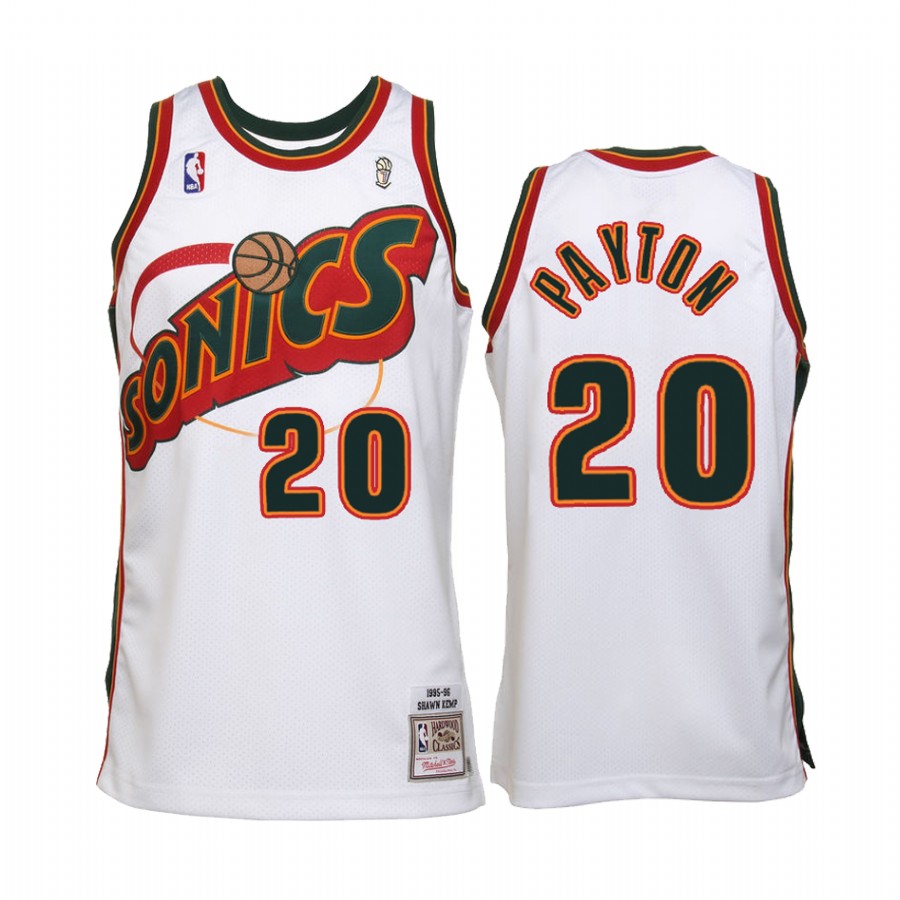 Seattle SuperSonics #20 Gary Payton White Hardwood Classics Swingman Men's Jersey