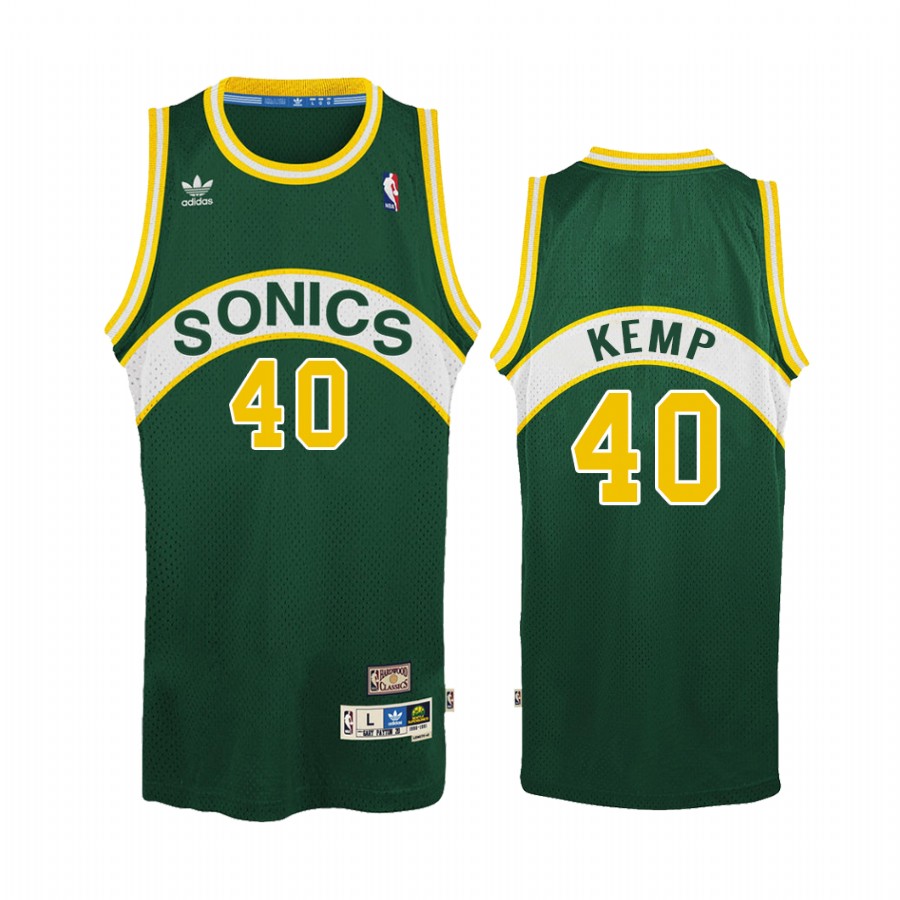 Seattle SuperSonics #40 Shawn Kemp Green Soul Swingman Road Men Jersey