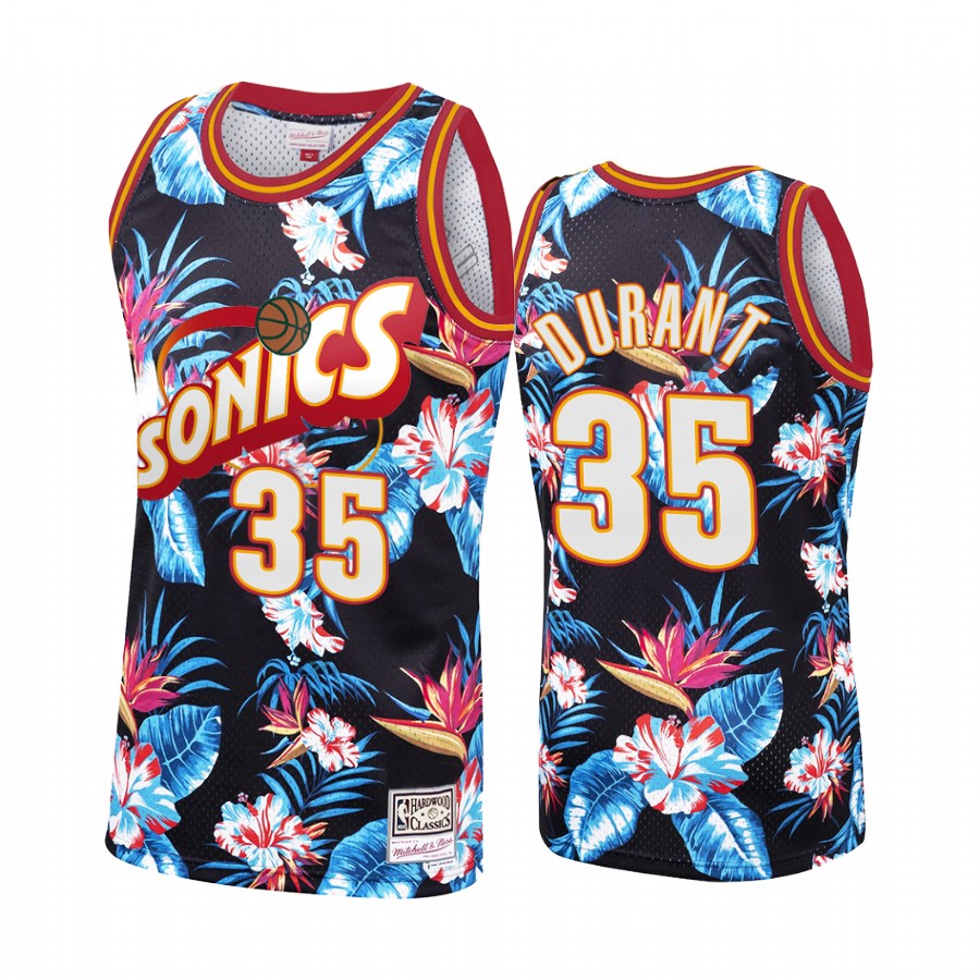 Seattle SuperSonics Kevin Durant #35 Floral Fashion Jersey Men's