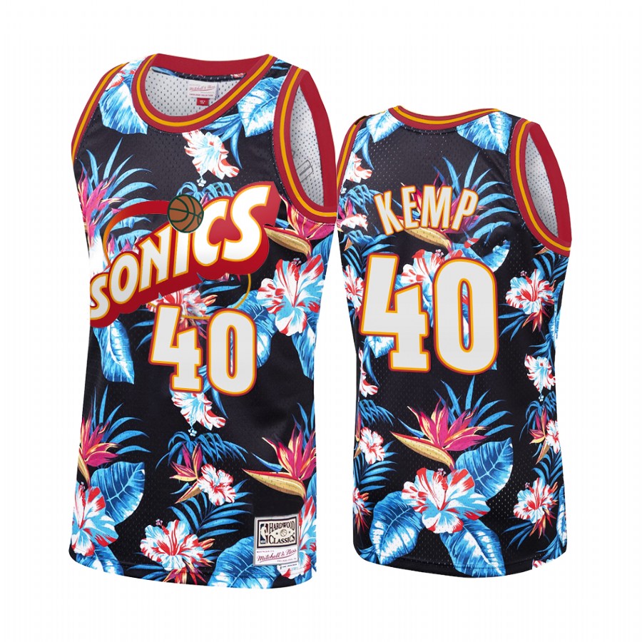 Seattle SuperSonics Shawn Kemp #40 Floral Fashion Jersey Men's