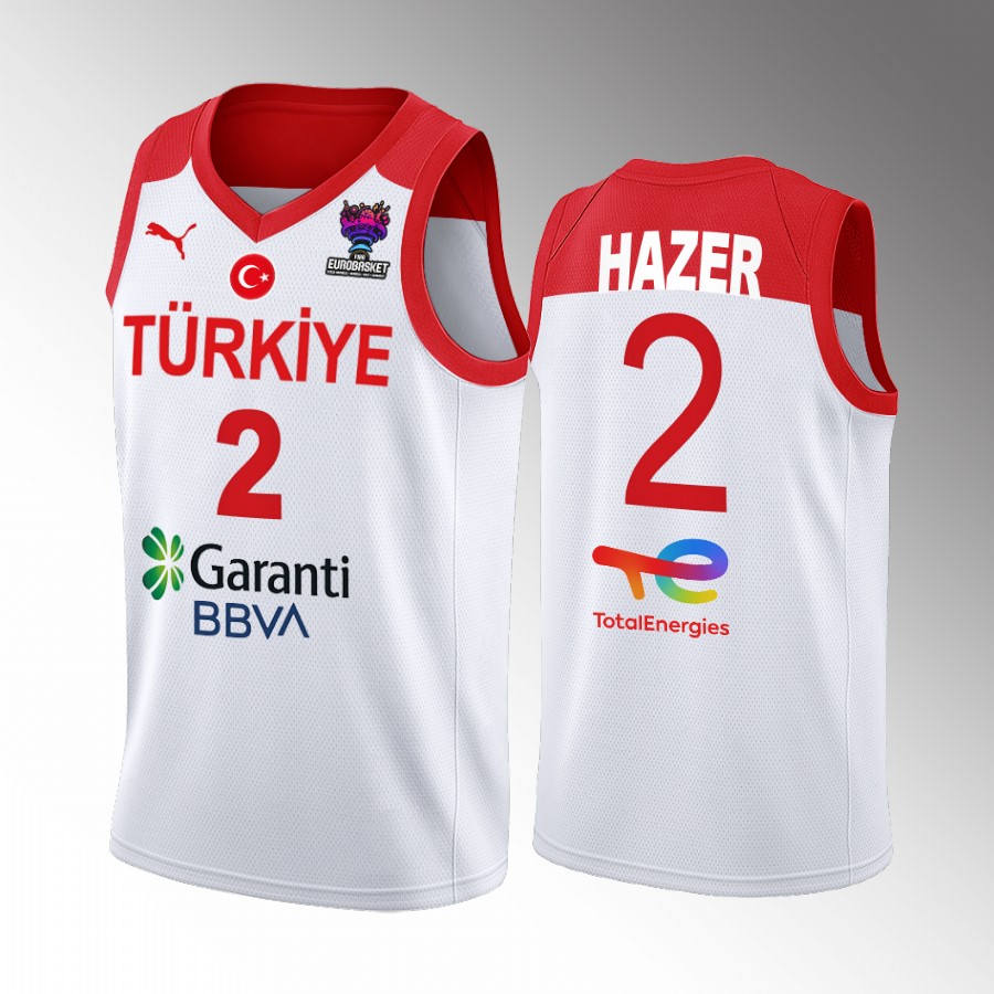 Sehmus Hazer Turkey FIBA EuroBasket 2022 White Jersey Home #2