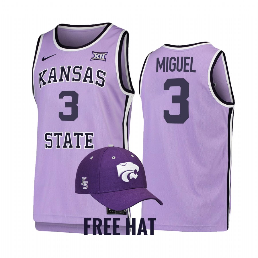 Selton Miguel Kansas State Wildcats Purple Jersey 2022 Retro College
