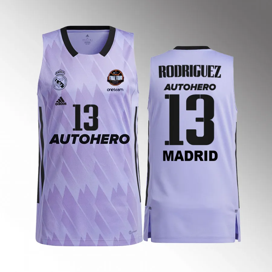 Sergio Rodriguez 11th Euroleague Champions Real Madrid  #13 Purple Jersey Away Shirt