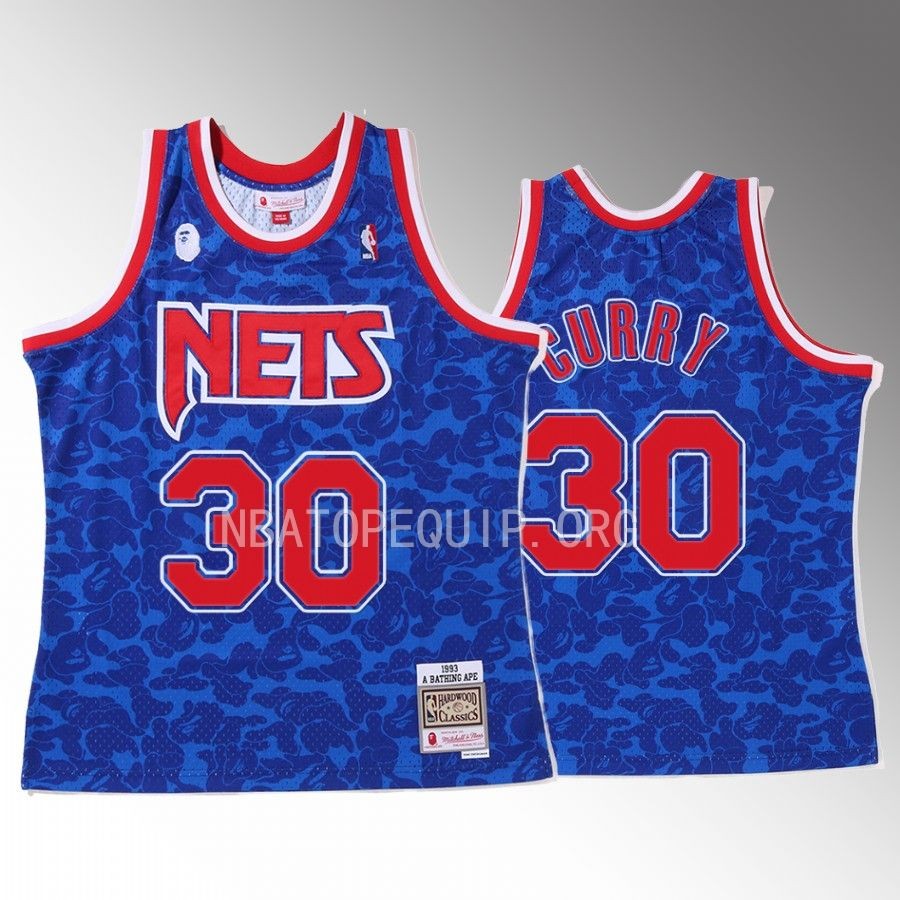 Seth Curry 2022 BAPE Brooklyn Nets Jersey Camo Tanktop Royal Men's jersey