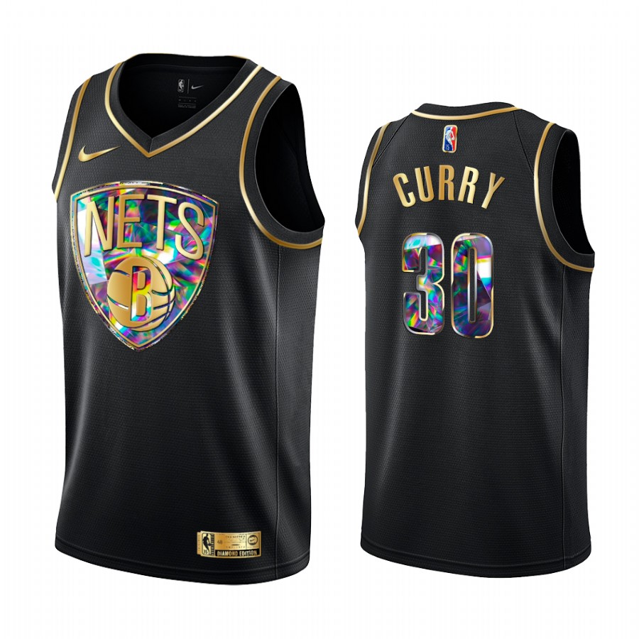Seth Curry Brooklyn Nets 2022 Black Diamond Logo Jersey Golden Edition
