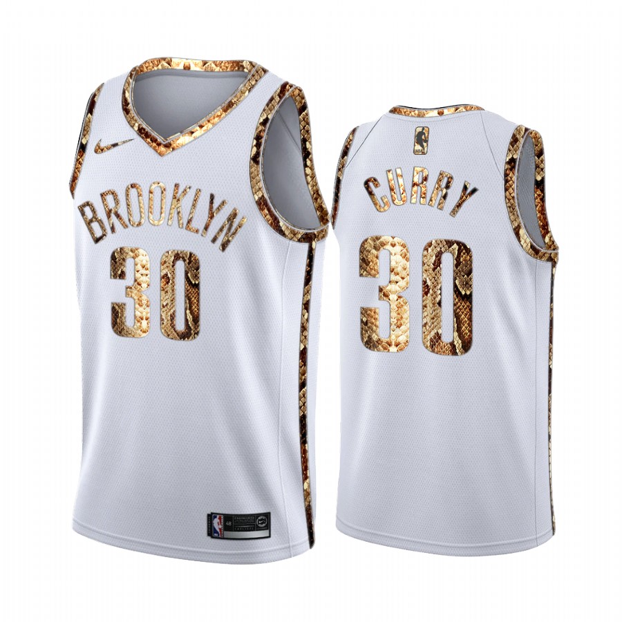 Seth Curry Brooklyn Nets White Python Skin Jersey 2022 New Number