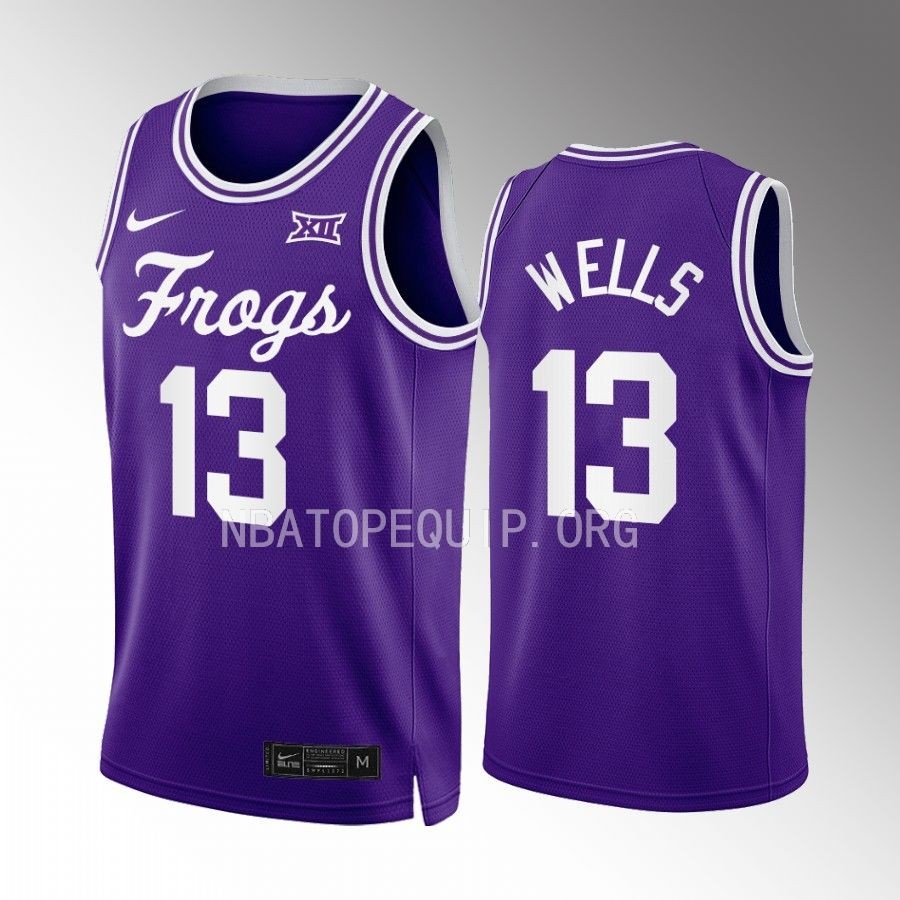 Shahada Wells TCU Horned Frogs Purple Jersey 2022-23 Retro