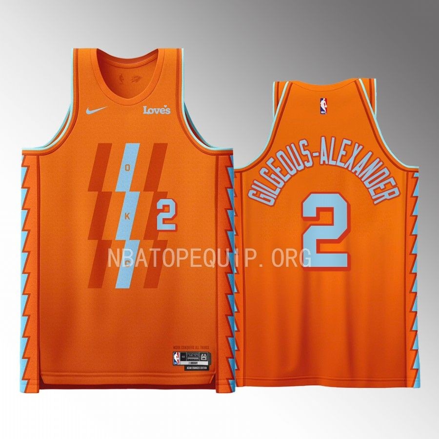 Shai Gilgeous-Alexander Oklahoma City Thunder Orange #2 Jersey Aician Oranges Edition Fashion