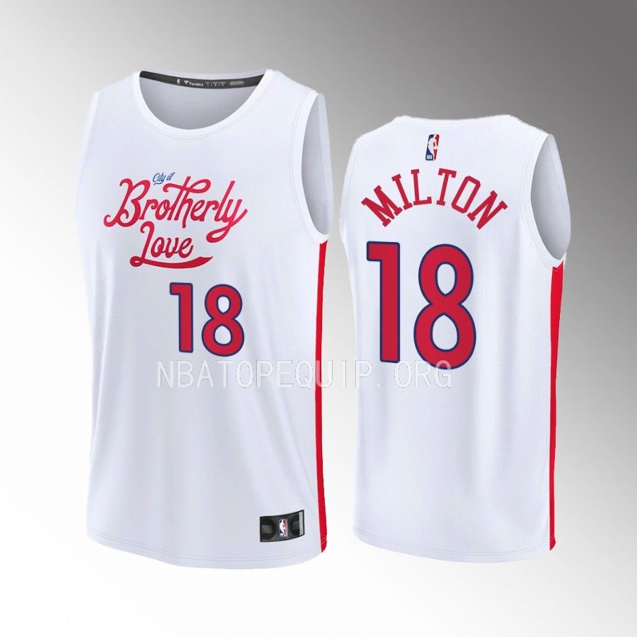 Shake Milton 76ers #18 White Jersey Fast Break Fastbreak 2022-23 Statement Edition