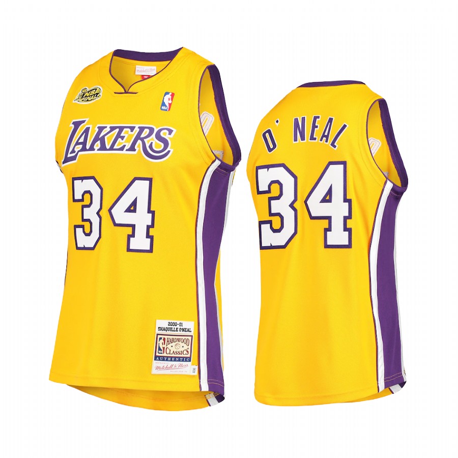 Shaquille O'Neal #34 Los Angeles Lakers 2000 NBA Finals Jersey Gold