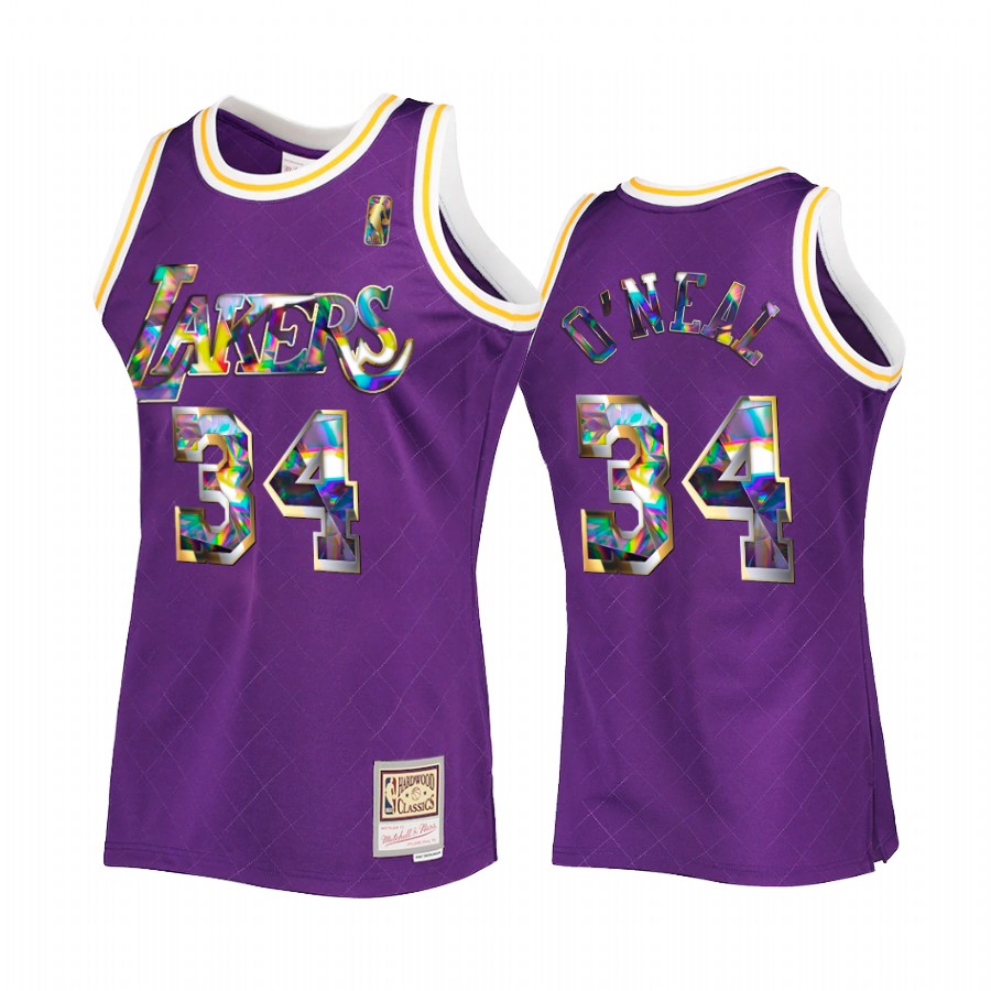 Shaquille O'Neal 34 Los Angeles Lakers NBA 75th Diamond Purple Jersey Hardwood Classics