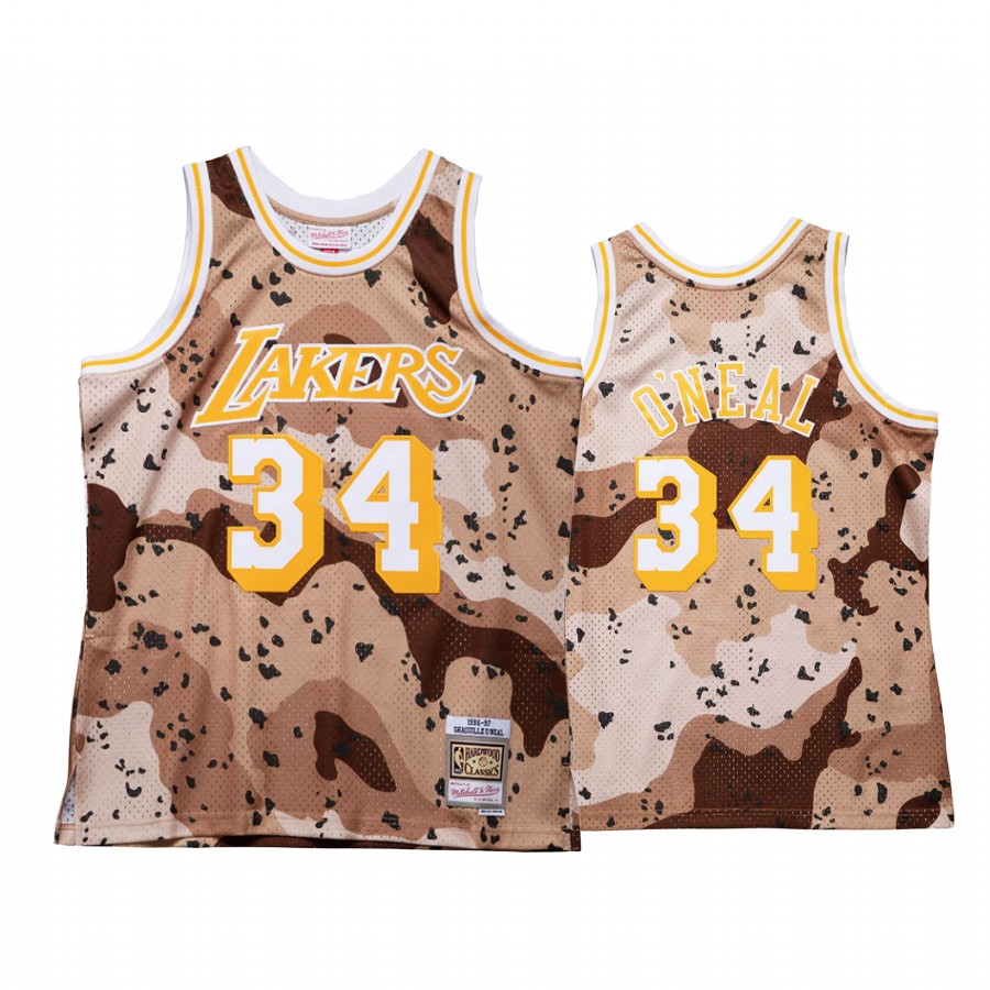 Shaquille O'Neal 34 Los Angeles Lakers Reflective Camo Jersey 1996 Throwback