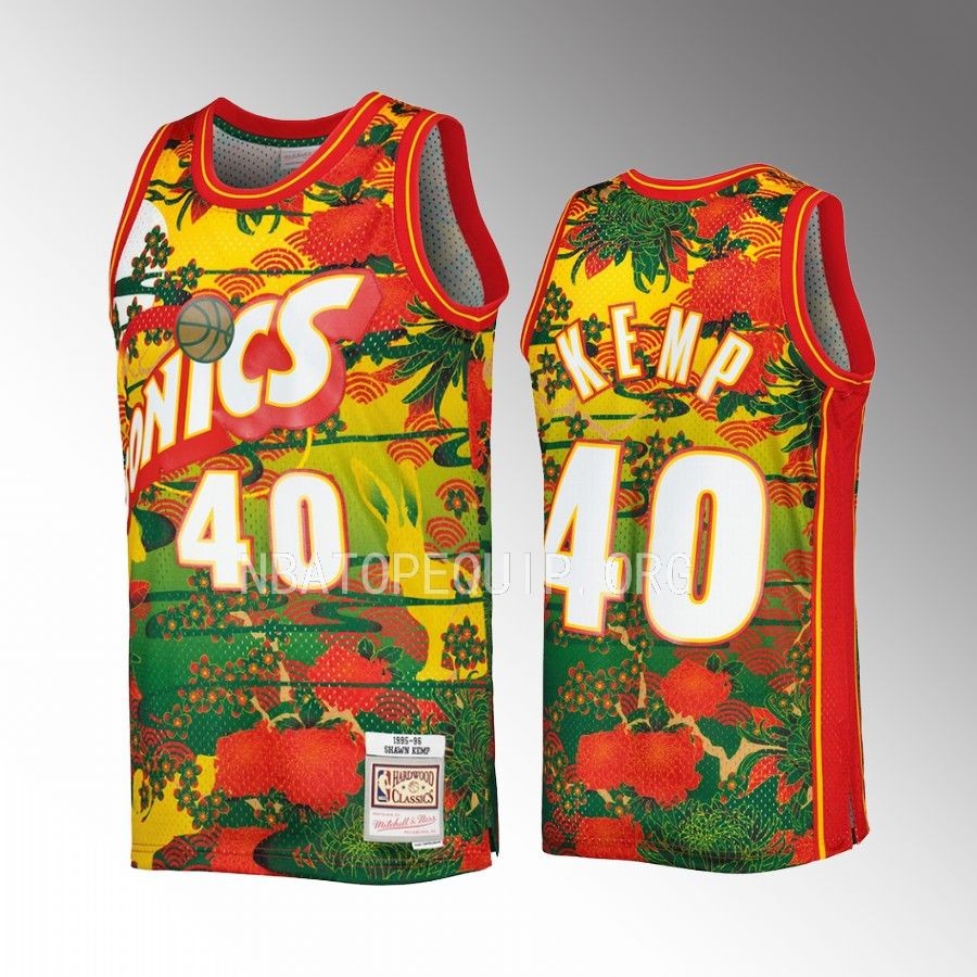 Shawn Kemp Seattle SuperSonics #40 2023 Lunar New Year Jersey Gold Hardwood Classics Men