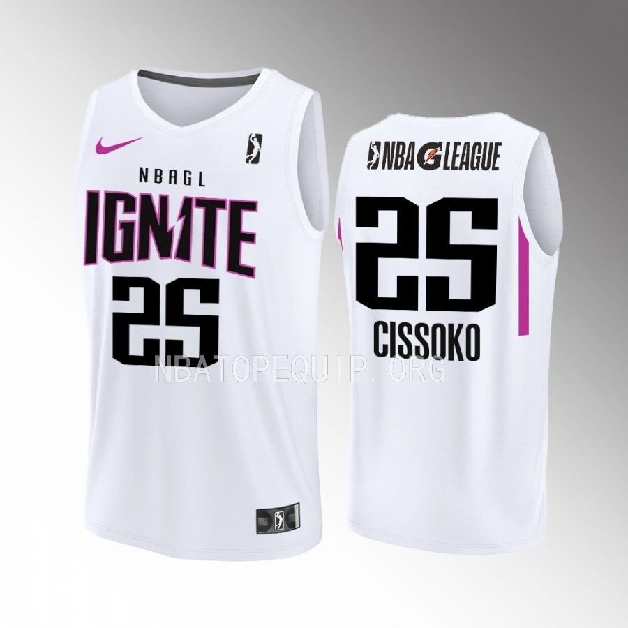 Sidy Cissoko NBA G League Ignite #25 White Jersey 2022-23 Purple