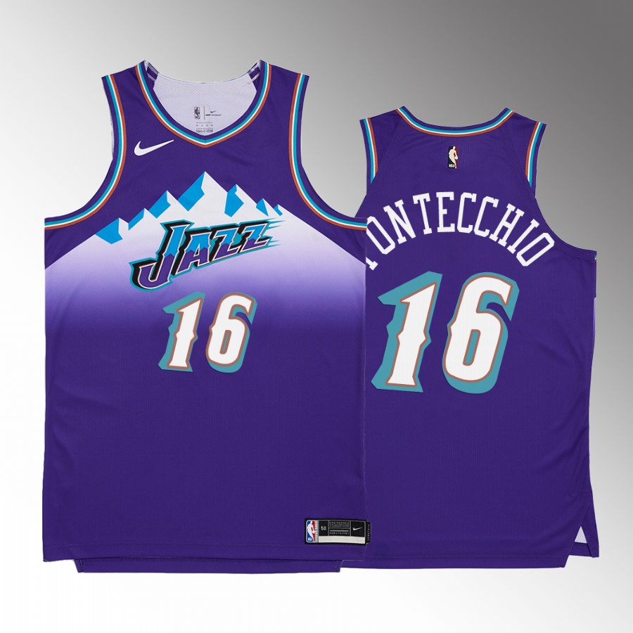 Simone Fontecchio 2022-23 Utah Jazz Purple #16 Hardwood Classics Jersey Remix