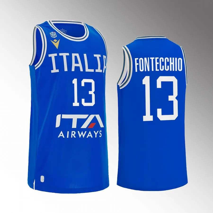 Simone Fontecchio Italy  2023 FIBA World Cup Blue Jersey Home #13