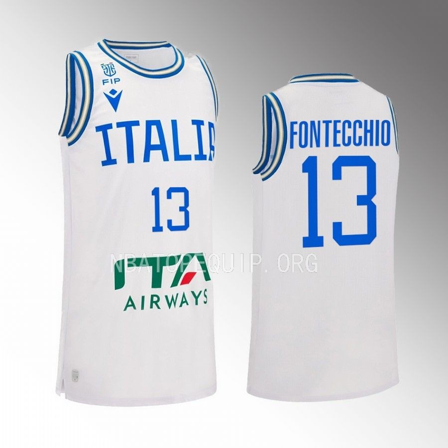 Simone Fontecchio Italy Team #13 White Jersey 2023 Away