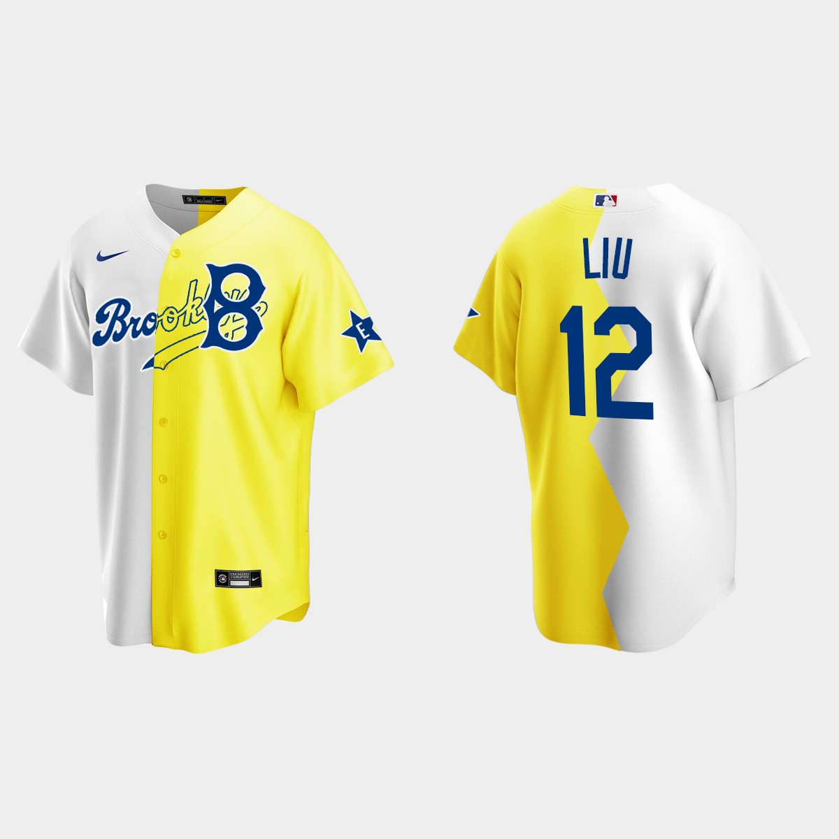Simu Liu Brooklyn Dodgers 2022 MLB All-Star Celebrity Softball Game Split Jersey - White Yellow