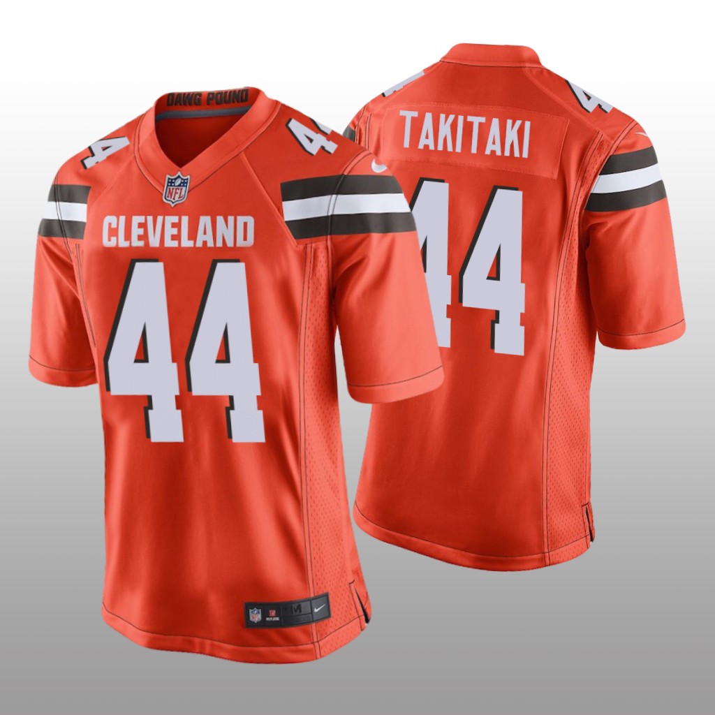 Sione Takitaki Cleveland Browns Orange NFL Draft Game Jersey