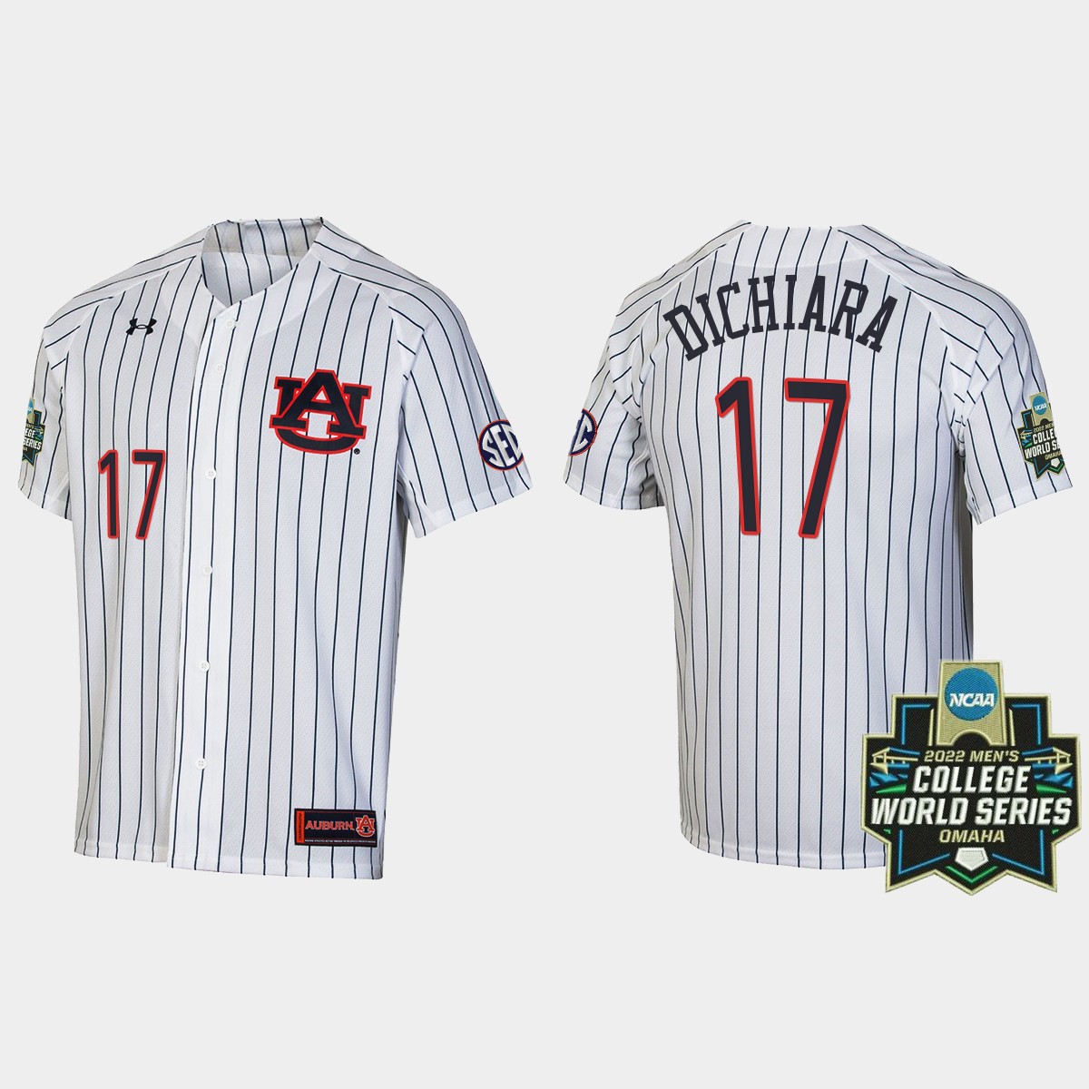 Sonny DiChiara Auburn Tigers 2022 World Series Stripes Jersey - White