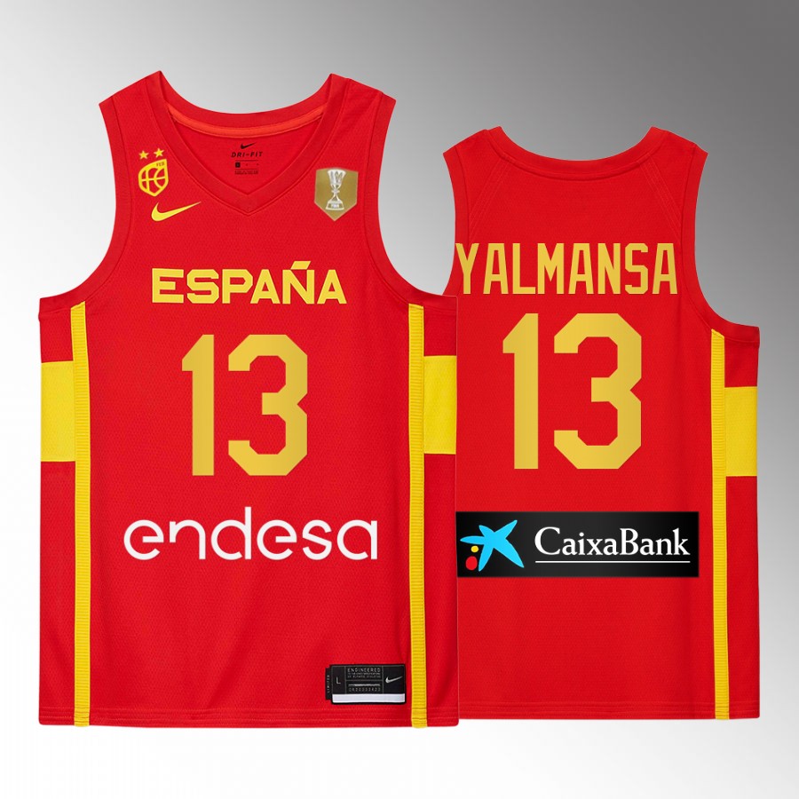 Spain #13 Izan Almansa FIBA U18 European Championship 2022 Men Jersey Red