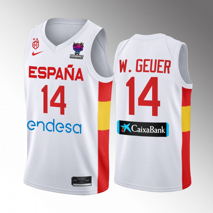 Spain #14 Willy Hernangomez 2022 FIBA EuroBasket Final Home Men Jersey White