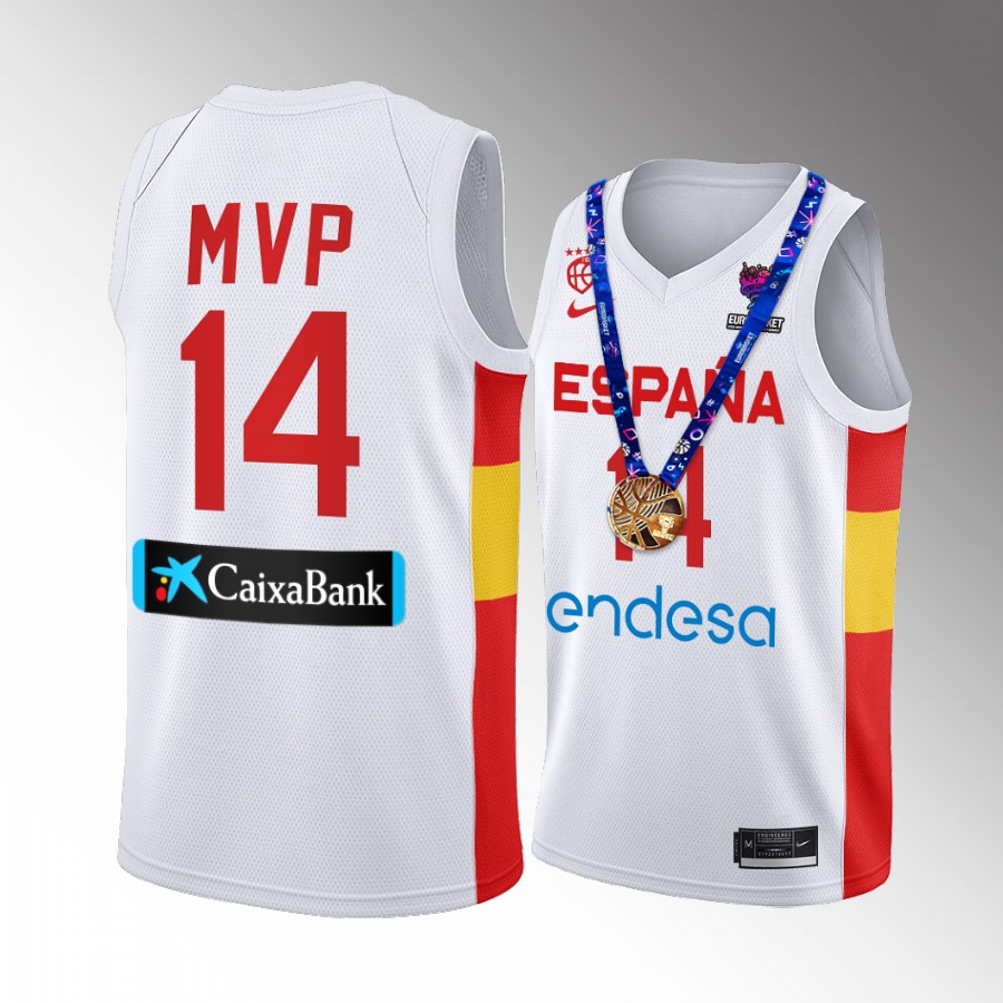 Spain #14 Willy Hernangomez 2022 FIBA EuroBasket MVP Home Men Jersey White