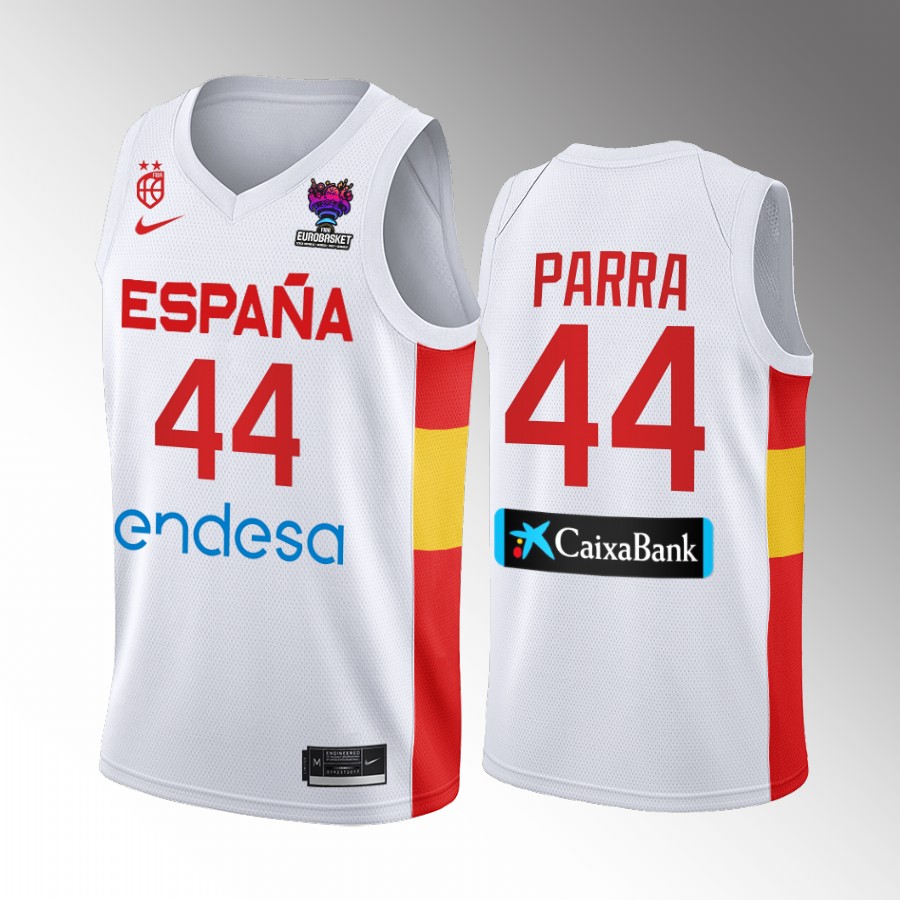 Spain #44 Joel Parra 2022 FIBA EuroBasket Final Home Men Jersey White