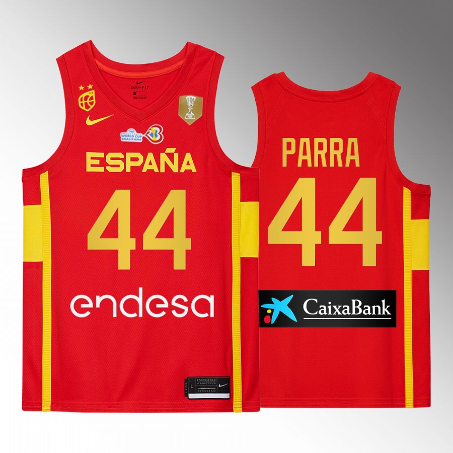 Spain Team #44 Joel Parra 2023 FIBA  World Cup Champions Patch Men Jersey Red