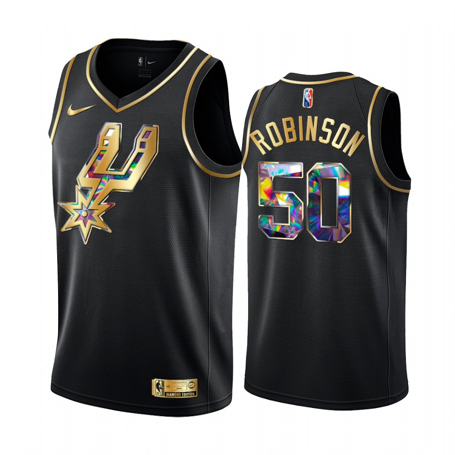 Spurs David Robinson NBA 75th Anniversary Team Jersey Black Diamond Edition