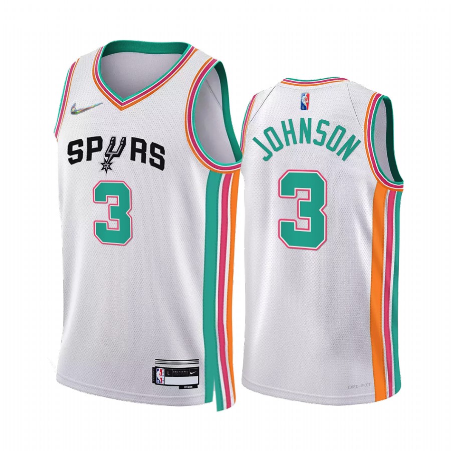 Spurs Keldon Johnson City Edition White 2021-22 Jersey 75th Anniversary