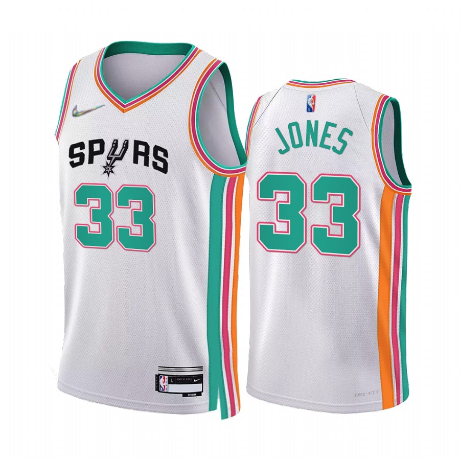 Spurs Tre Jones City Edition White 2021-22 Jersey 75th Anniversary