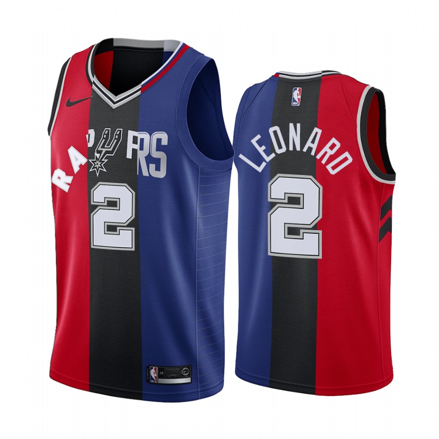 Spurs X Raptors X Clippers Kawhi Leonard #2 Triple Teams Split 2011-2022 Black Red Blue Jersey Commemorative Edition