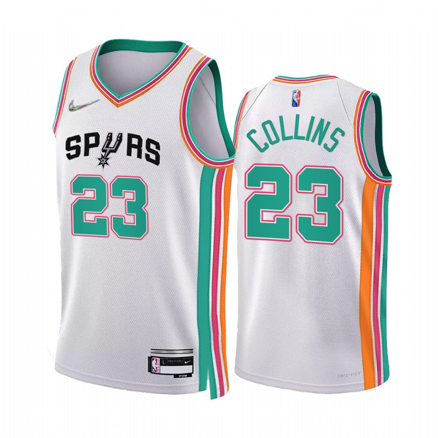 Spurs Zach Collins City Edition White 2021-22 Jersey 75th Anniversary