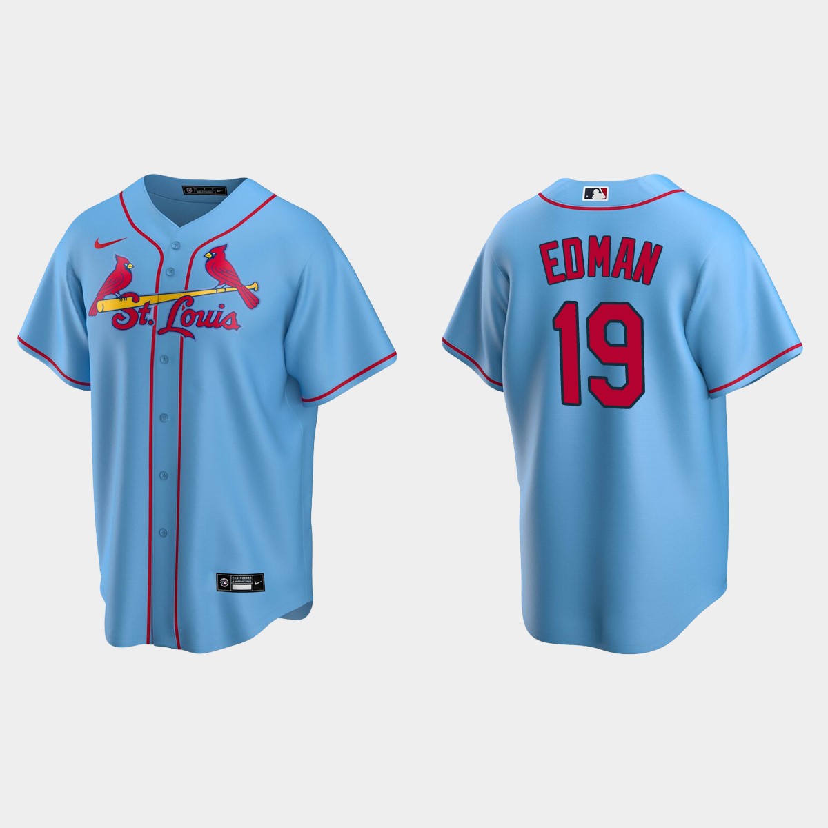 St. Louis Cardinals #19 Tommy Edman Alternate Jersey - Light Blue