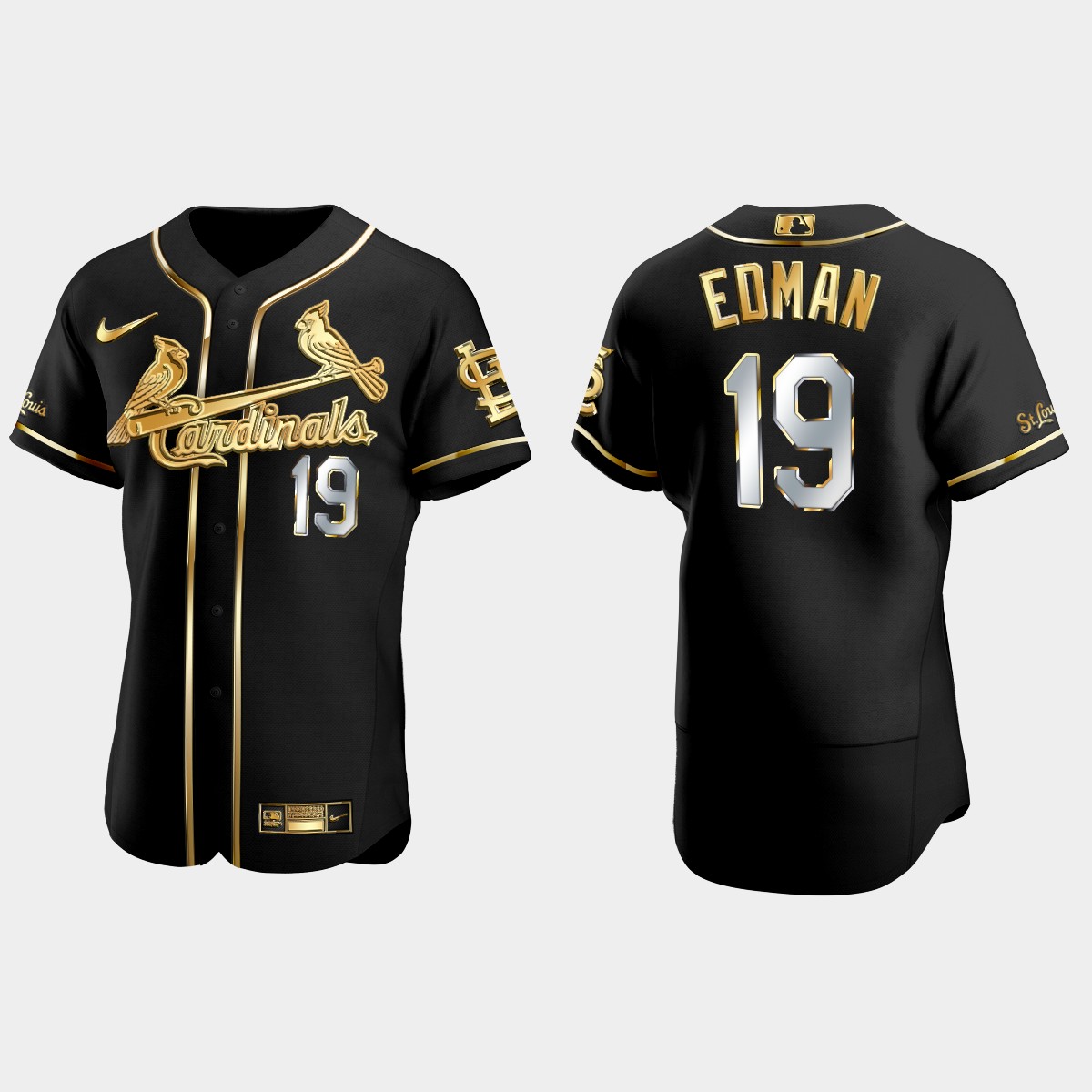 St. Louis Cardinals #19 Tommy Edman Gold Edition Jersey - Black