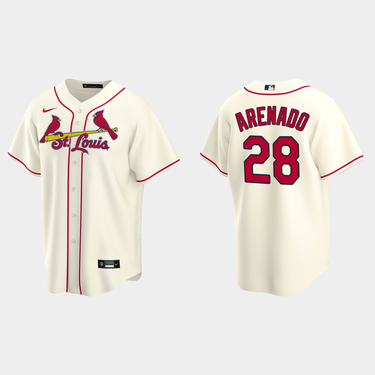 St. Louis Cardinals #28 Nolan Arenado Alternate Jersey - Cream