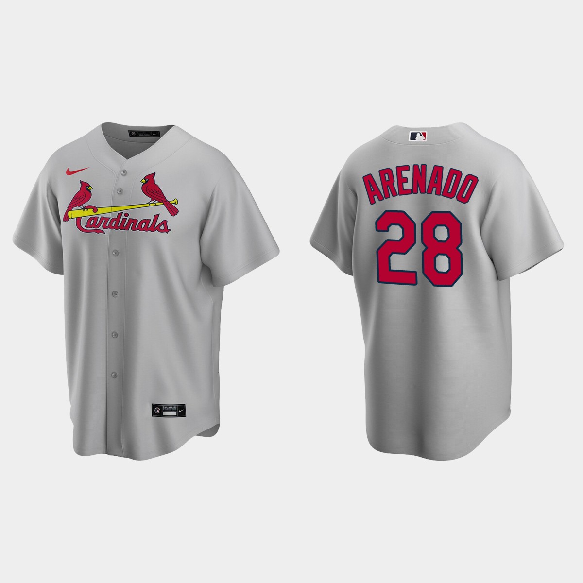 St. Louis Cardinals #28 Nolan Arenado Road Jersey - Gray