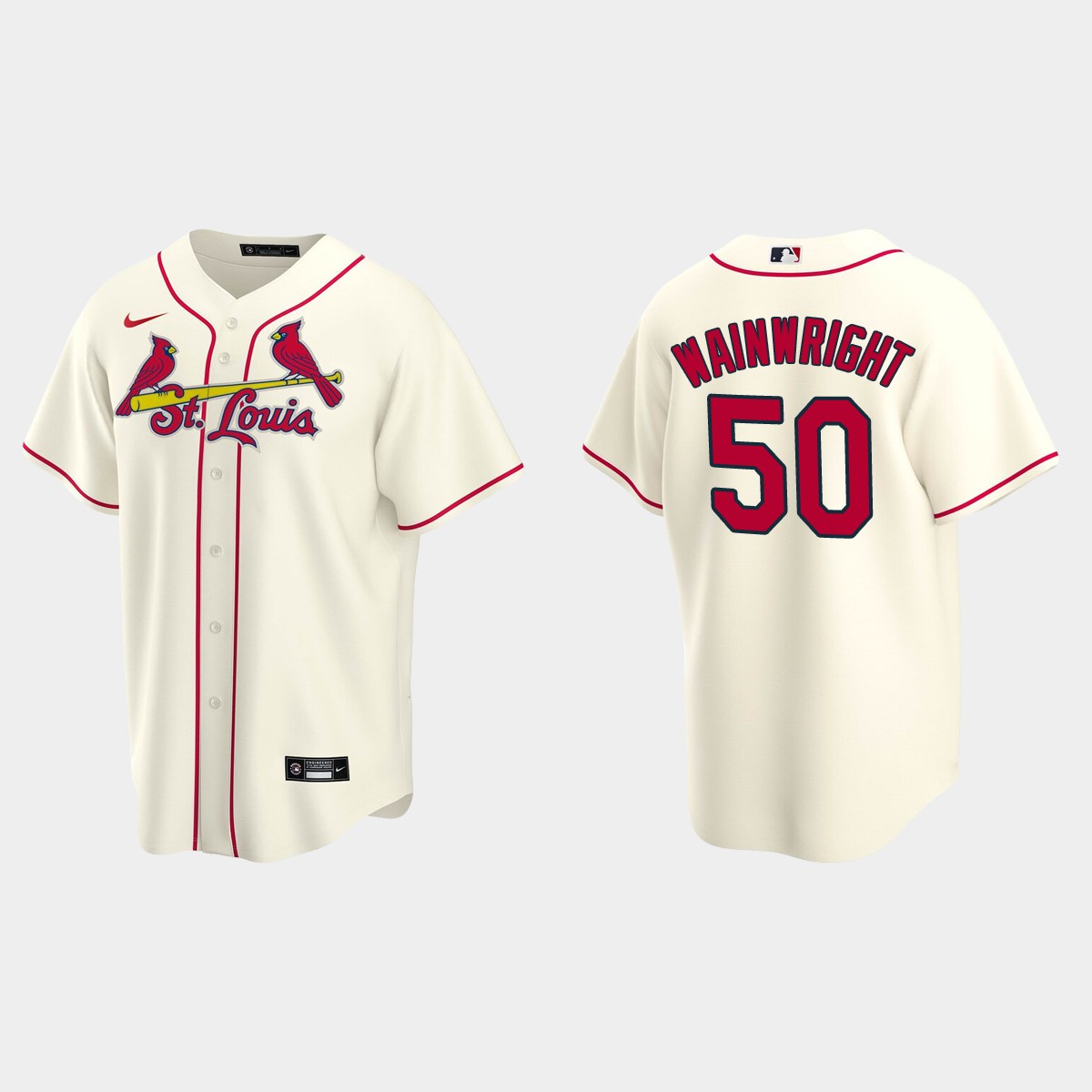 St. Louis Cardinals #50 Adam Wainwright Alternate Jersey - Cream