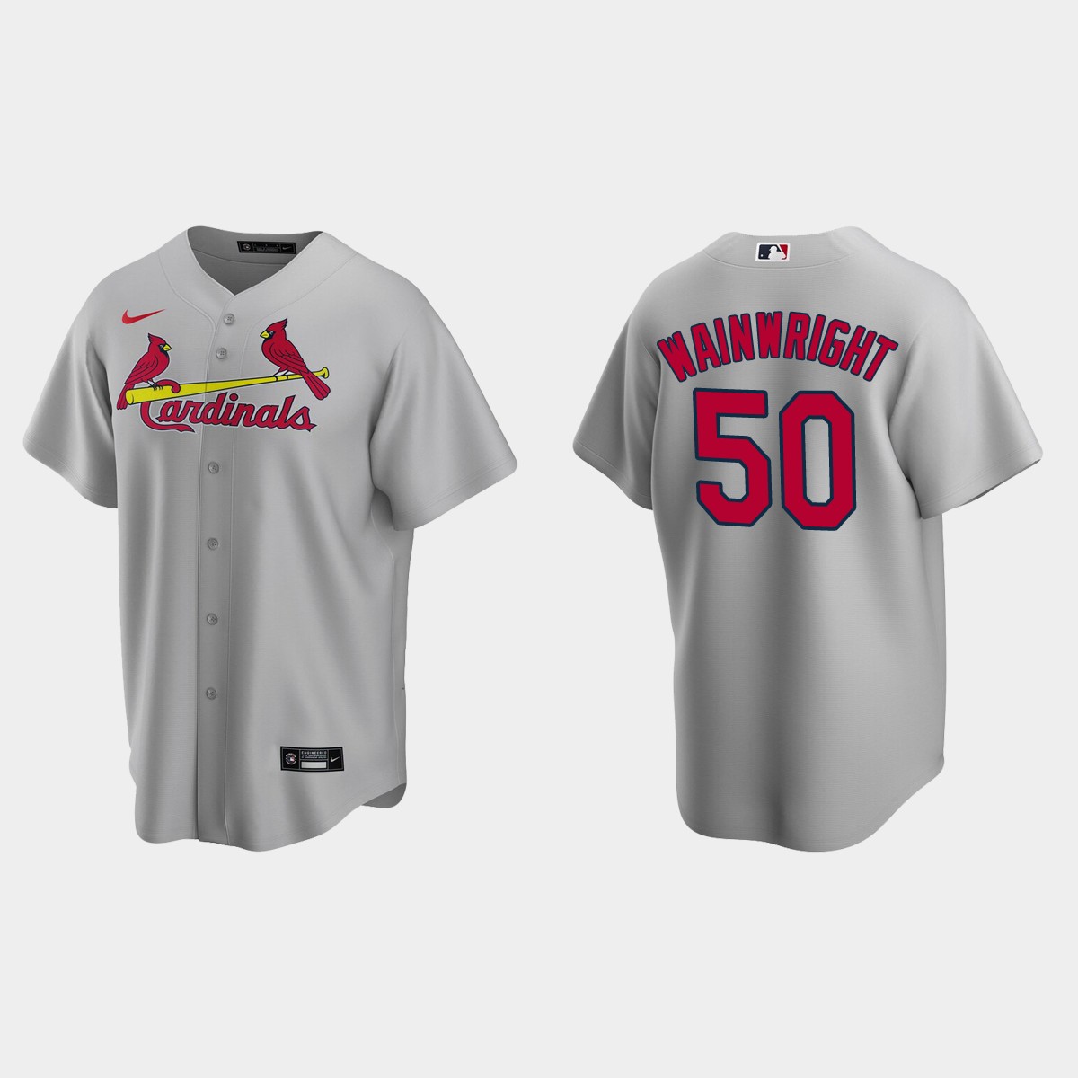 St. Louis Cardinals #50 Adam Wainwright Road Jersey - Gray