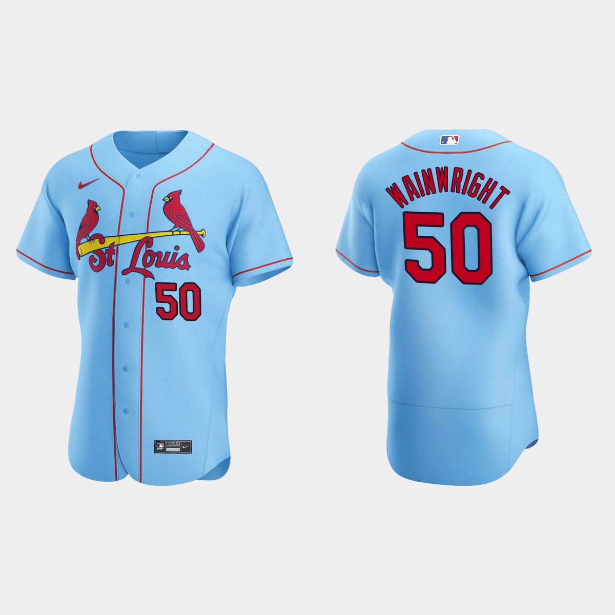 St. Louis Cardinals Adam Wainwright #50 Light Blue 2020 Alternate Jersey