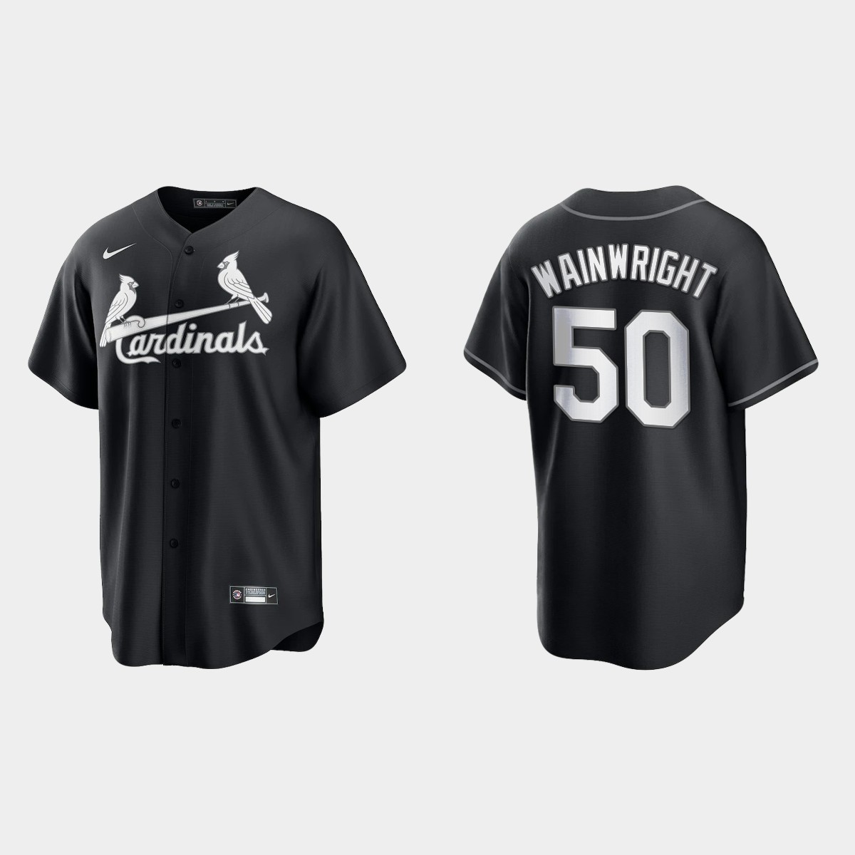 St. Louis Cardinals Adam Wainwright 2021 All Black Fashion Jersey - Black White