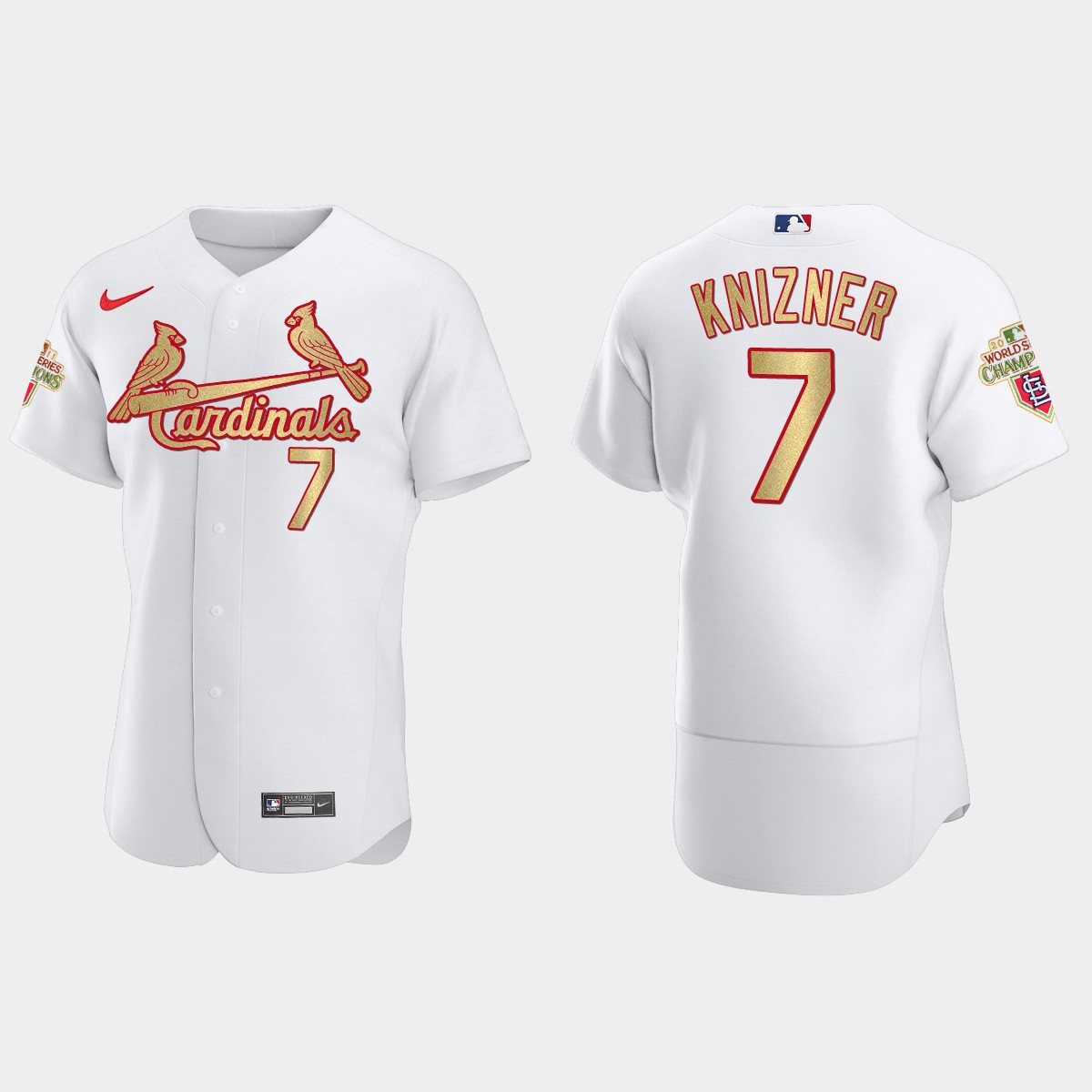 St. Louis Cardinals Andrew Knizner White Gold 2011 World Series Champions Jersey