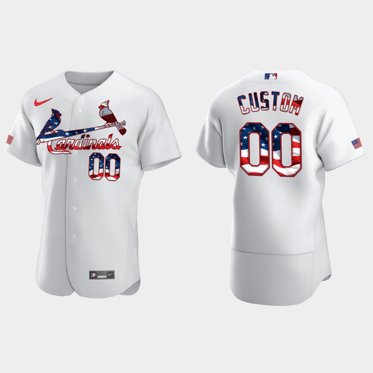 St. Louis Cardinals Custom 2020 Stars And Stripes 4th of July Jersey - White