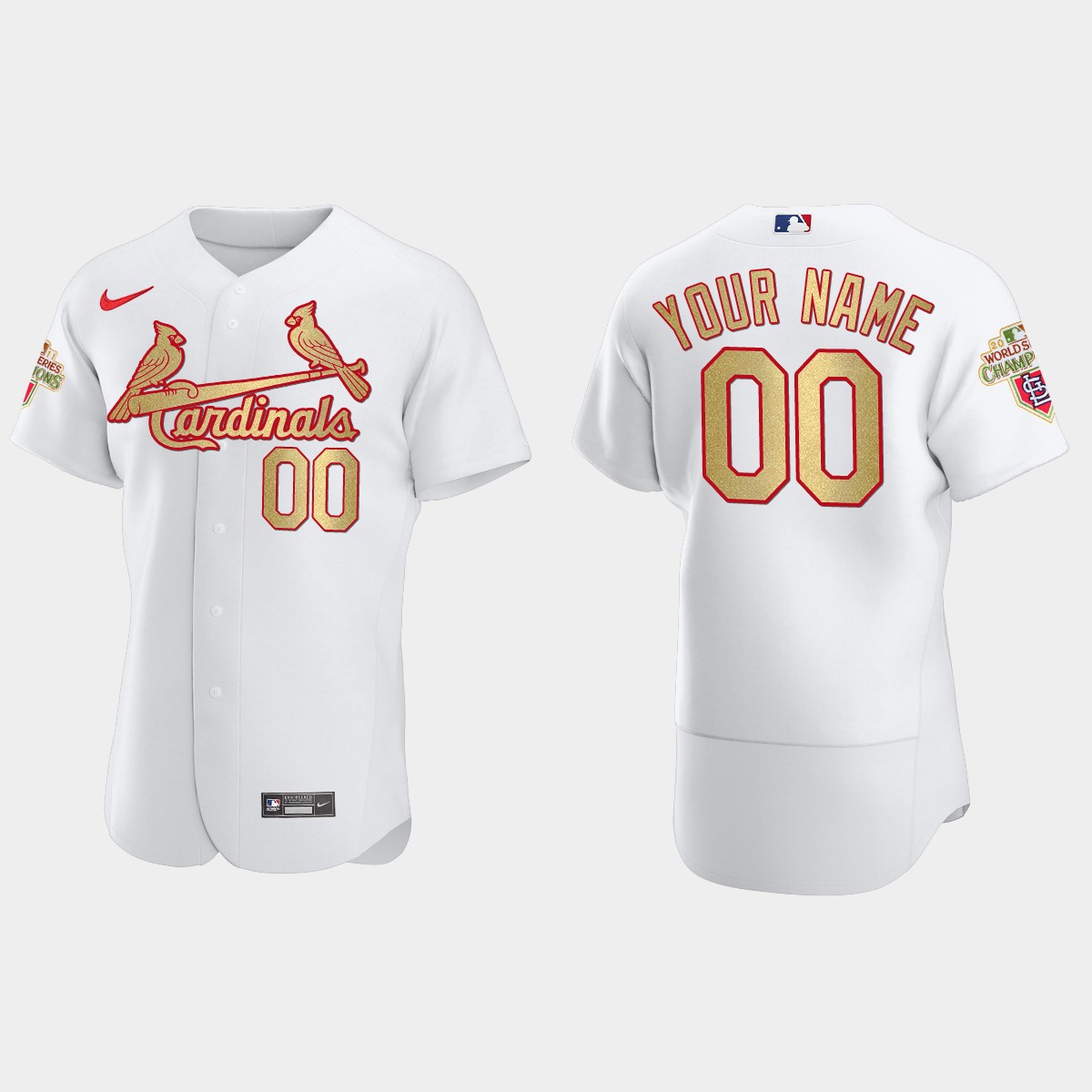 St. Louis Cardinals Custom White Gold 2011 World Series Champions Jersey