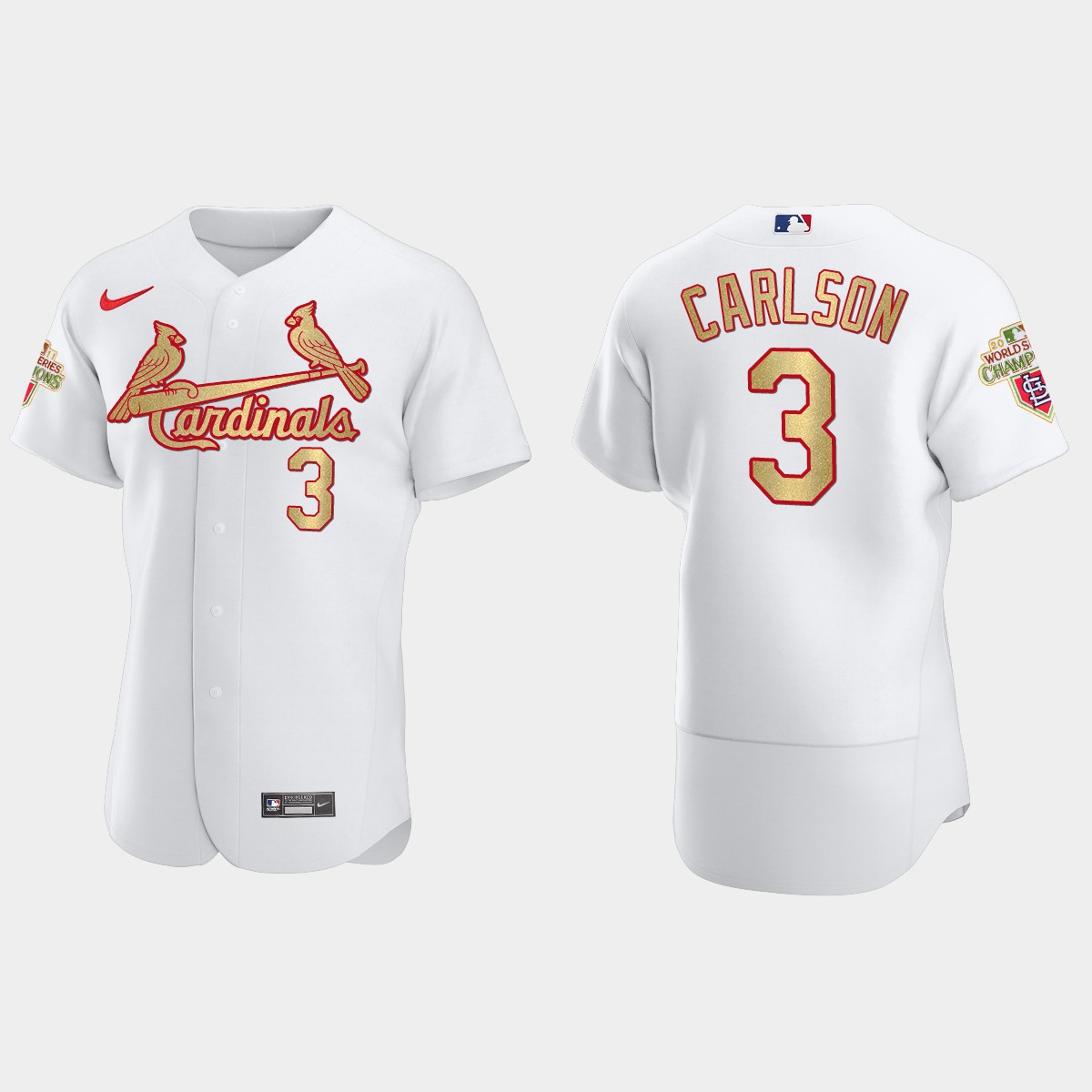 St. Louis Cardinals Dylan Carlson White Gold 2011 World Series Champions Jersey