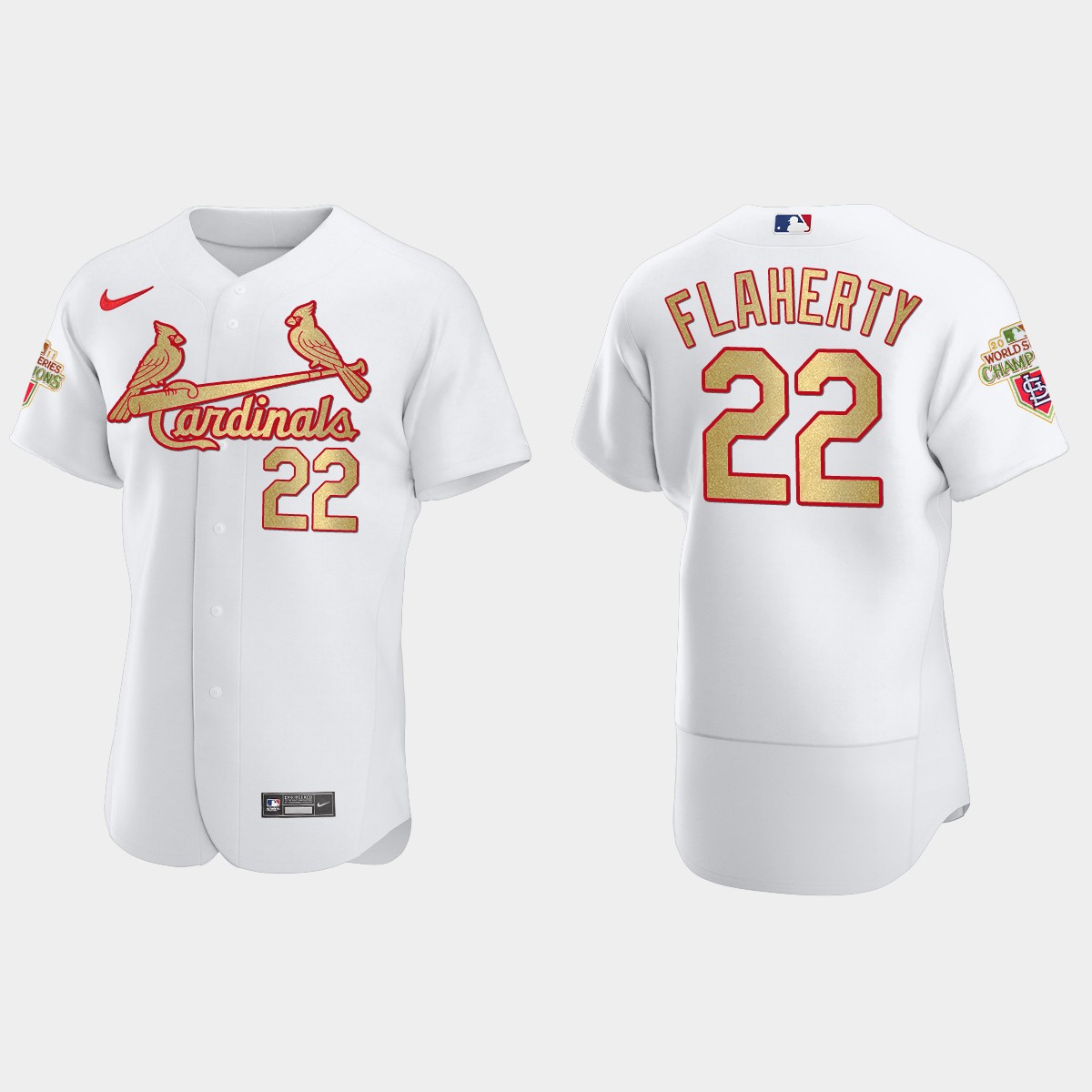 St. Louis Cardinals Jack Flaherty White Gold 2011 World Series Champions Jersey