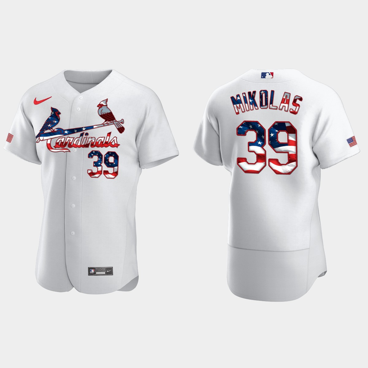 St. Louis Cardinals Miles Mikolas 2020 Stars And Stripes 4th of July Jersey - White