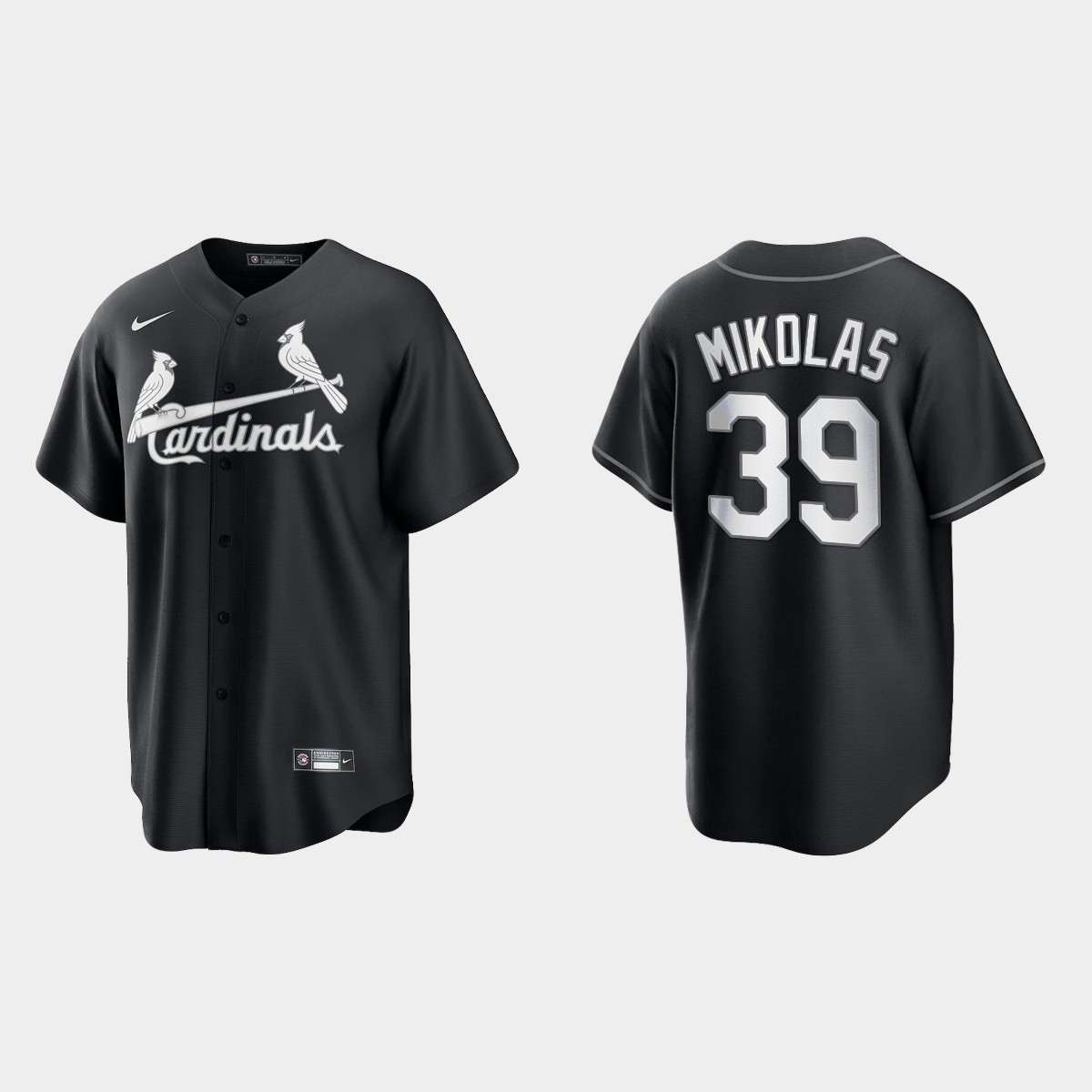 St. Louis Cardinals Miles Mikolas 2021 All Black Fashion Jersey - Black White